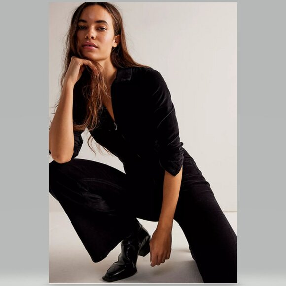 Free People We The Free Jayde Cord Flare Jumpsuit Black M and XL NEW WITH TAGS - Picture 4 of 13